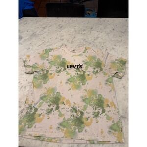 Levis Mens Relaxed Fit Paint Splatter Graphic T-Shirt Green Yellow White L 16143